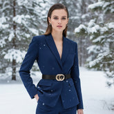 Brand New Women Black Elastic Waistband Fashion Belt Bling CC Buckle S M - WB34