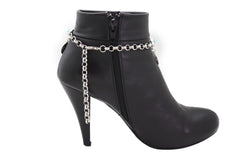 Brand New Women Silver Metal Boot Chain Bracelet Shoe Anklet Drop Coin Ethnic Charm SET BC190