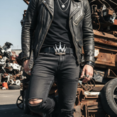 NEW Men Women Silver Metal Belt Buckle Cowboy Western Fashion King Crown Big Size