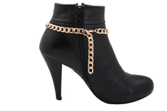 Brand New Women Gold Metal Boot Chain Bracelet Shoe Anklet State Of Texas Charm SET BC183