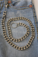 Brand New Men Silver Wallet Chain 32 In Chunky Metal Biker Jeans Keychain M30