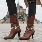 Brand New Women Gold Metal Boot Chain Bracelet Shoe Anklet Bling Flower Charm SET BC141