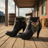 Brand New Women 2PCS Silver Metal Boot Chain Bracelet Shoe Anklet Red Ethnic Charm Set Fashion Jewelry - A PAIR BC22