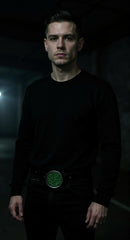 NEW Silver Metal Round Belt Buckle Skeleton Skulls Gothic Green / Brown Men Halloween Punk Accessories