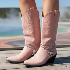 Brand New Women Silver Metal Boot Chain Bracelet Shoe Anklet Bling Skull Charm SET BC164