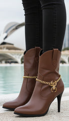 Brand New Women Gold Metal Chain Boot Bracelet Shoe Anklet Spider Charm SET BC122