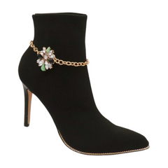 Brand New Women Gold Metal Boot Chain Bracelet Shoe Anklet Green Silver Bling Star Charm SET BC283