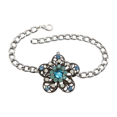 Brand New Women 2PCS Silver Metal Boot Chain Bracelet Shoe Anklet Bling Flower Charm Set Fashion Jewelry - A PAIR BC11