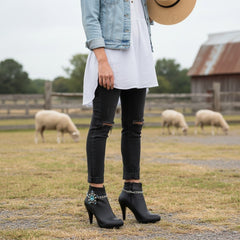 Brand New Women 2PCS Silver Metal Boot Chain Bracelet Shoe Anklet Bling Flower Charm Set Fashion Jewelry - A PAIR BC11