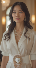 Elastic Winter White Color Fashion Wide Belt Gold Round Buckle Size S M