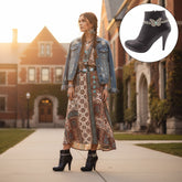 Brand New Women 2PCS Silver Metal Boot Chain Bracelet Shoe Anklet Butterfly Charm Turquoise Blue Bead Set Fashion Jewelry - A PAIR BC13