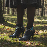 Brand New Women 2PCS Silver Metal Boot Chain Bracelet Shoe Anklet Turquoise Blue Butterfly Charm Set Fashion Jewelry - A PAIR BC9