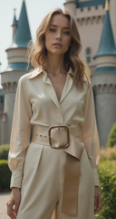 Gold Extra Long Fabric Wide Waistband Fashion Belt Adjustable Size XS L