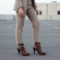 Brand New Women 2PCS Silver Metal Boot Chain Bracelet Shoe Anklet Bling Fleur De Lis Charm Set Lily Fashion Jewelry - A PAIR BC40