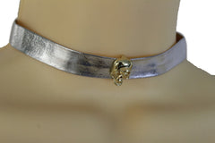 Brand New Silver Gold Skull Skinny Choker Necklace Women WN72