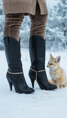 Brand New Women Gold Metal Chain Boot Bracelet Western Shoe Charm Bling Rhinestones SET BC89