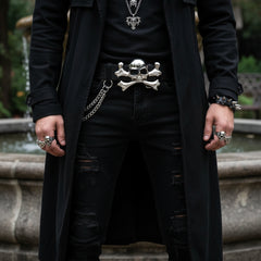 NEW Silver Pirate Skull & Crossbones Metal Belt Buckle Gothic