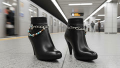 Brand New Women 2PCS Gold Metal Boot Chain Bracelet Shoe Anklet Skeleton Skull Charm Set Fashion Jewelry - A PAIR BC42 (Copy)