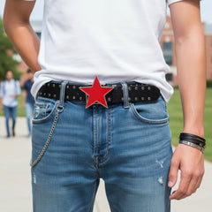 NEW Red Star Enamel Metal Belt Buckle