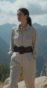 Sexy Women Faux Leather Wide Black Elastic Leopard Brown Belt Square Plus M L XL