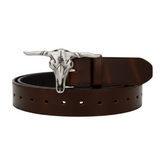 New Men Western Silver Metal Belt Buckle Long Horn Texas Cow Bull Skull Unisex Style TX