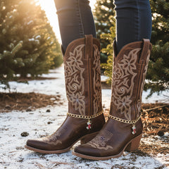 Brand New Women 2PCS Gold Metal Boot Chain Bracelet Stocking Charm Shoe Anklet BC54