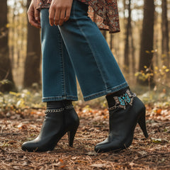 Brand New Women 2PCS Silver Metal Boot Chain Bracelet Shoe Anklet Turquoise Blue Butterfly Charm Set Fashion Jewelry - A PAIR BC9