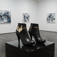 Brand New Women 2PCS Gold Metal Boot Chain Bracelet Art Deco Charm Shoe Anklet BC56