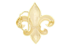 New Men Women Belt Buckle Shiny Gold Metal Fashion Fleur De Lis Flower Lily French