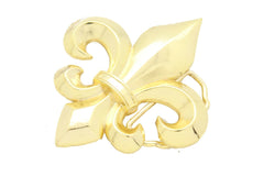 New Men Women Belt Buckle Shiny Gold Metal Fashion Fleur De Lis Flower Lily French