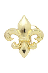 New Men Women Belt Buckle Shiny Gold Metal Fashion Fleur De Lis Flower Lily French