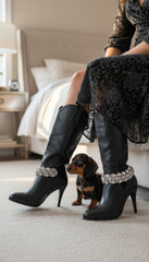 Brand New NEW Women Silver Metal Chain Boot Bracelet Anklet Shoe Flowers Charm Evening SET BC108