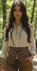 Wide Faux Leather Rope & Tassel Accented Corset Belt
