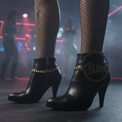 Brand New Women 2PCS Gold Metal Boot Chain Bracelet Bitch Charm Shoe Anklet BC72