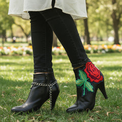 Brand New Women 2PCS Boot Chain Bracelet Flower Patch Embroidery Charm Shoe Band Anklet BC67