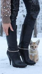 Brand New Women Gold Metal Chain Boot Bracelet Western Shoe Charm Bling Rhinestones SET BC89