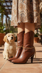 Brand New Women Gold Chain 2 Boot Bracelets Western Shoe Anklet Tassel Fringes Charm PAIR SET BC111