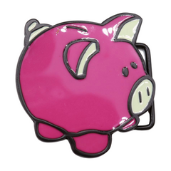Pink Piggy Bank Pig Enamel Metal Belt Buckle