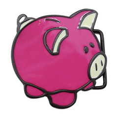 Pink Piggy Bank Pig Enamel Metal Belt Buckle