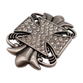 NEW Men Women Dark Silver Metal Belt Buckle Fleur De Lis Cross Western Fashion