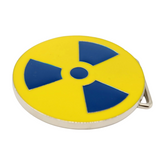 Radioactive Radiation Nuclear Symbol Painted Silver Metal Belt Buckle