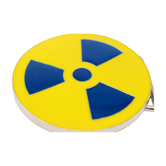 Radioactive Radiation Nuclear Symbol Painted Silver Metal Belt Buckle