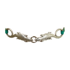 Silver Metal Chain Gecko Lizard Charm Belt Green Strap Size S M L