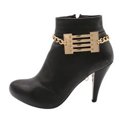 Brand New Women 2PCS Gold Metal Boot Chain Bracelet Shoe Anklet Ladder Charm Set Fashion Jewelry - A PAIR BC26