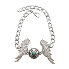 Brand New Women 2PCS Silver Metal Boot Chain Bracelet Shoe Anklet Angel Wings Flower Charm Set Fashion Jewelry - A PAIR BC27