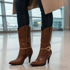 Brand New Women 2PCS Gold Metal Boot Chain Bracelet Bling Drop Charm Shoe Anklet BC80