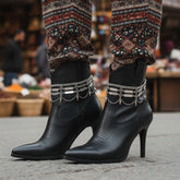 Brand New Women 2PCS Silver Metal Boot Chain Bracelet Ethnic Flower Charm Shoe Anklet BC75