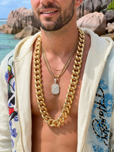 Brand New Men Gold Metal Chain Thick Links Fashion Necklace Extra Long Streetwear - M2