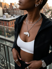Brand New Western Inspired Silver Tone Pistol Pendant Necklace Women WN69
