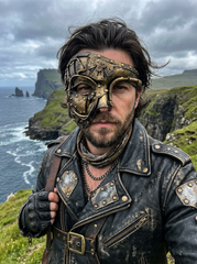 Brand New adult steampunk half face mask metallic gold black masquerade costume mask, industrial cosplay accessory, gothic festival face mask M13